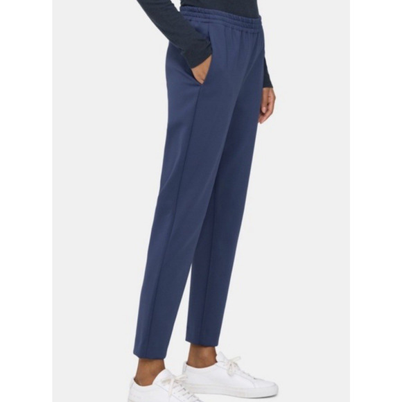 Theory Tapered Leg Pull On Pants Knit Tech Size 6 Gray Stretch Pockets Casual - Picture 3 of 16